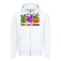 White peace love halloween Zipper Hoodie - Zillion Design Studio