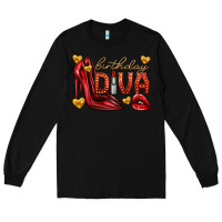 Black birthday diva Long Sleeve Tee - texasbilliewilder