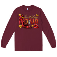 Burgundy birthday diva Long Sleeve Tee - texasbilliewilder