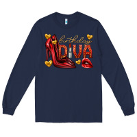 Navy birthday diva Long Sleeve Tee - texasbilliewilder