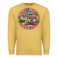 Antique Gold christmas fueled by cocoa and christ ornament Premium Sweatshirt - Artiststas