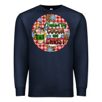 Navy christmas fueled by cocoa and christ ornament Premium Sweatshirt - Artiststas