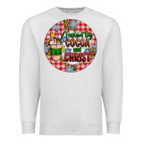 Oatmeal Heather christmas fueled by cocoa and christ ornament Premium Sweatshirt - Artiststas