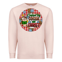 Pale Pink christmas fueled by cocoa and christ ornament Premium Sweatshirt - Artiststas
