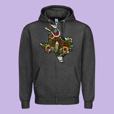 Christmas Texas Zipper Hoodie Designed By Ranaportraitstore