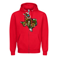 Red christmas texas Zipper Hoodie - RanaPortraitStore