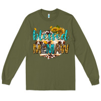 Army Green blessed memaw with sunflowers Long Sleeve Tee - texasbilliewilder