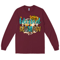 Burgundy blessed memaw with sunflowers Long Sleeve Tee - texasbilliewilder