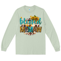 Matcha blessed memaw with sunflowers Long Sleeve Tee - texasbilliewilder