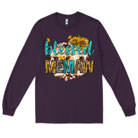 Plum blessed memaw with sunflowers Long Sleeve Tee - texasbilliewilder