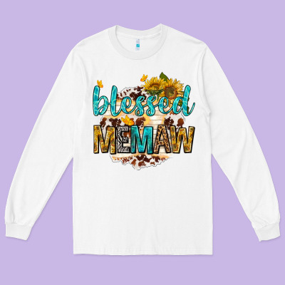 Long Sleeve Tee blessed memaw with sunflowers