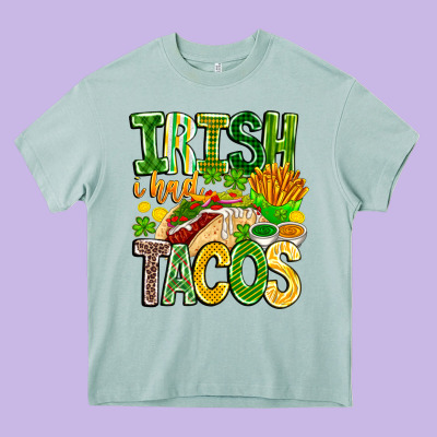Irish I Had Tacos Heavy Core Tee Designed By Cowhidedigitalart