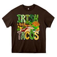 Chocolate Brown Irish i Had Tacos Heavy Core Tee - CowhideDigitalArt