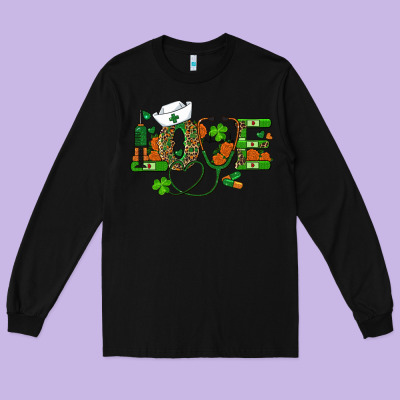 Long Sleeve Tee st patricks day love nurse