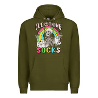 Army Green everything sucks Premium Hoodie - MaliasSmallBusiness