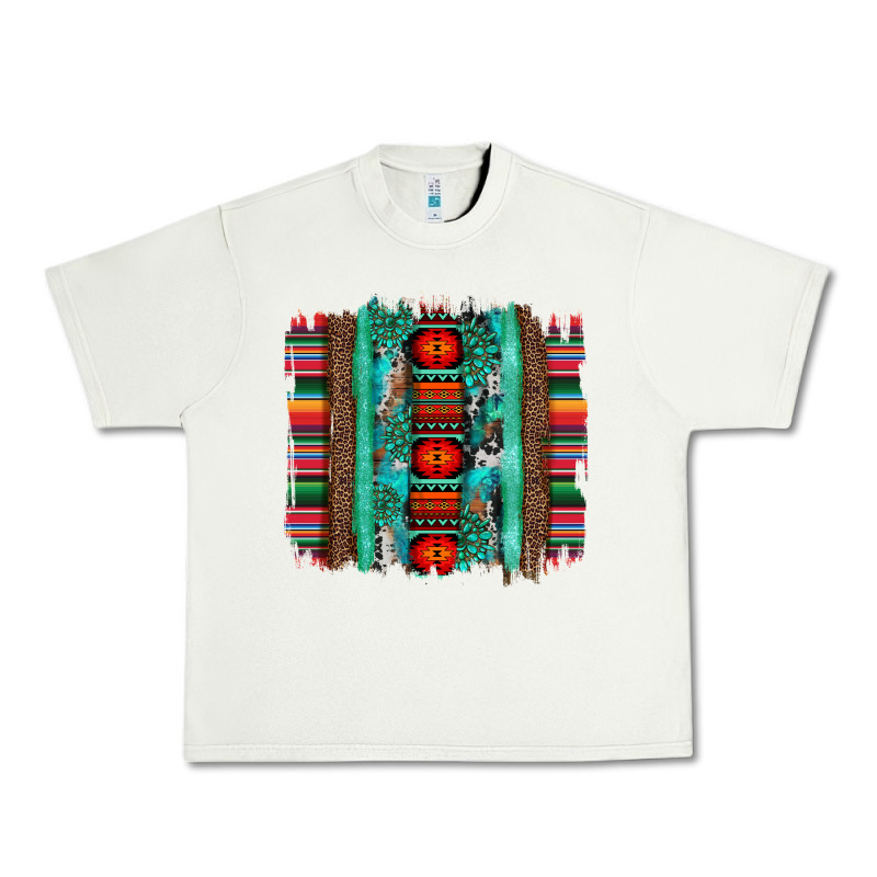 Serape Aztec Leopard And Turquoise Glitter With Gemstone Brushstroke Urban Heavy Tee by Artiststas | Teevron