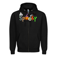 Black halloween spooky Zipper Hoodie - Zillion Design Studio