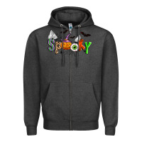 Charcoal Heather halloween spooky Zipper Hoodie - Zillion Design Studio