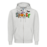 Dove Grey halloween spooky Zipper Hoodie - Zillion Design Studio