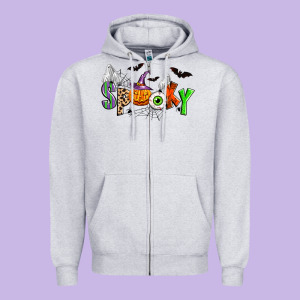 Halloween Spooky Zipper Hoodie Designed By Zillion Design Studio