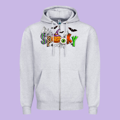 Halloween Spooky Zipper Hoodie Designed By Zillion Design Studio
