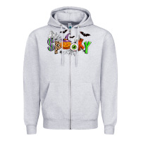 Heather Grey halloween spooky Zipper Hoodie - Zillion Design Studio