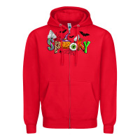 Red halloween spooky Zipper Hoodie - Zillion Design Studio