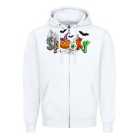 White halloween spooky Zipper Hoodie - Zillion Design Studio