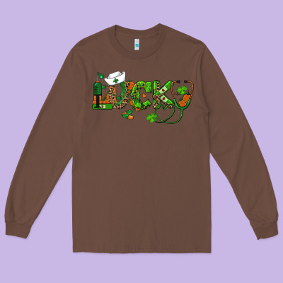 Long Sleeve Tee st patricks day lucky nurse