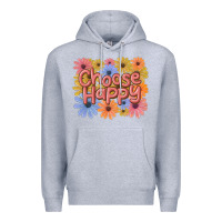 Heather Grey choose happy Premium Hoodie - MaliasSmallBusiness