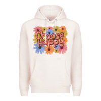 Pale Pink choose happy Premium Hoodie - MaliasSmallBusiness