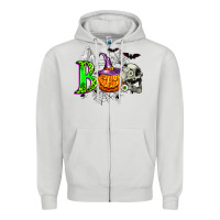 Dove Grey boo halloween Zipper Hoodie - Zillion Design Studio