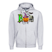 Heather Grey boo halloween Zipper Hoodie - Zillion Design Studio