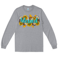 Heather Grey blessed tbw Long Sleeve Tee - texasbilliewilder