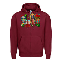 Burgundy lady of guadalupe coffee cups Zipper Hoodie - Zillion Design Studio