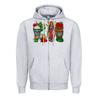 Heather Grey lady of guadalupe coffee cups Zipper Hoodie - Zillion Design Studio