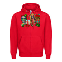 Red lady of guadalupe coffee cups Zipper Hoodie - Zillion Design Studio