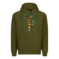 Army Green Turquoise Leopard Cactus Premium Hoodie - RanaPortraitStore