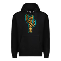 Black Turquoise Leopard Cactus Premium Hoodie - RanaPortraitStore
