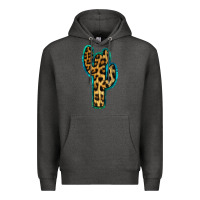 Charcoal Heather Turquoise Leopard Cactus Premium Hoodie - RanaPortraitStore