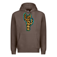 Coffee Turquoise Leopard Cactus Premium Hoodie - RanaPortraitStore