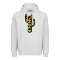 Dove Grey Turquoise Leopard Cactus Premium Hoodie - RanaPortraitStore