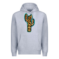 Heather Grey Turquoise Leopard Cactus Premium Hoodie - RanaPortraitStore