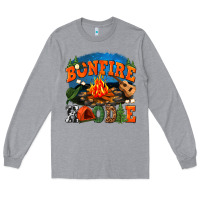 Heather Grey bonfire hoodie Long Sleeve Tee - texasbilliewilder
