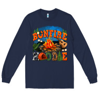 Navy bonfire hoodie Long Sleeve Tee - texasbilliewilder