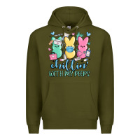 Army Green chillin with my peeps Premium Hoodie - MaliasSmallBusiness