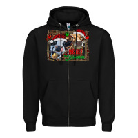 Black merry christmas heifers Zipper Hoodie - RanaPortraitStore