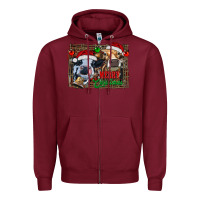 Burgundy merry christmas heifers Zipper Hoodie - RanaPortraitStore