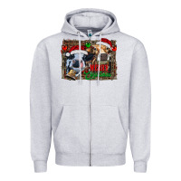 Heather Grey merry christmas heifers Zipper Hoodie - RanaPortraitStore