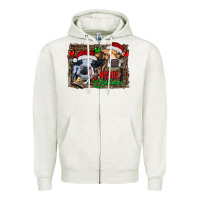 Oatmeal Heather merry christmas heifers Zipper Hoodie - RanaPortraitStore
